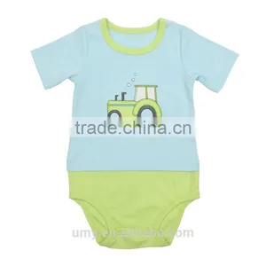 Summer Baby Boy Collar Short Sleeve Clothes Little Car Design Plain Baby Rompers thumbnail-1