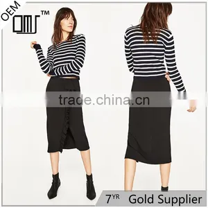 2017 Hot Sale Young Lady Maxi Pencil Skirts With Ruffles thumbnail-1