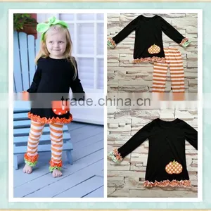 Festival Clothes Baby Girl Halloween Embordiery With Pumpkin Kids Outfit Wholesale Children's Boutique Clothing thumbnail-1