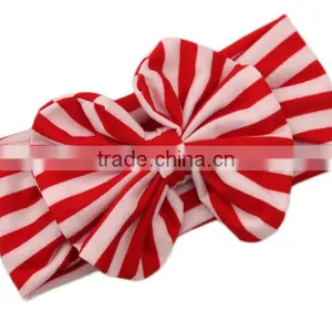 Latest Fancy Elastic Soft Stripe Cotton Bow Tie Custom Children Headband Rabbit Ears Bowknot Hair Tie Headband thumbnail-2