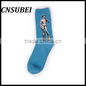 European and American Painting Pattern Retro Literary Personality Cotton in Tube Socks thumbnail-4