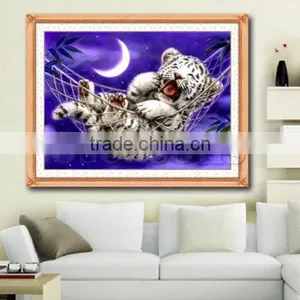 Wholesale OEM Multicolor Cross-Stitch Rectangle Tiger Cross Stitch Kit Fabric thumbnail-1