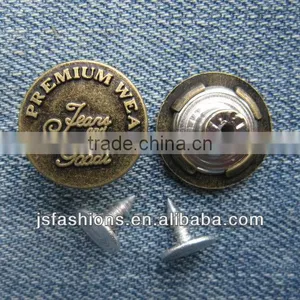 New Arrivals Letter Printed Fashion Customized Alloy Shank Jeans Button for Denim Clothes thumbnail-1