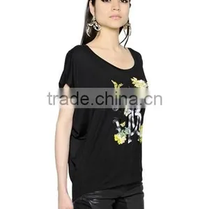 New Latest Design Floral Embroidery T-Shirts for Women,Top Quality Cotton Embroidery Short Sleeve T-shirts thumbnail-3