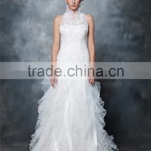 Wedding Gowns 2017 Bridal Dress Round Neck Chiffon Sleeveless Elegant Prom Wedding Gowns Mermaid Lace Wedding Dress AS292 thumbnail-4