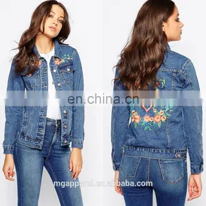 Wholesale Denim Jackets Suppliers Floral Embroidery Denim Jacket Women thumbnail-1