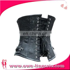 Womens Sexy Brown Steampunk Boned Gothic Overbust Corset thumbnail-3