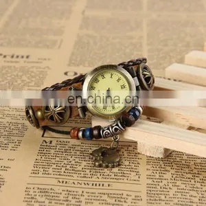 Fashion Handmade Braid Genuine Charm Retro Genuine Leather Weave Watch thumbnail-1