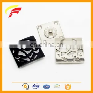 Hot Sale Zinc Alloy Square Two Parts Snap Button With Hollow Out Pattern thumbnail-1