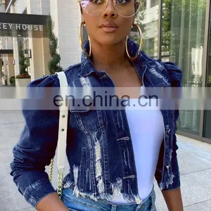 Women Short Denim Jackets Autumn Female Holes Coat Plus Size Casual Street Hollow-Out Jean Outerwears thumbnail-3