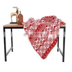 Christmas Snowflakes Pattern Red Background Soft Lightweight Coral Fleece 200GSM Blanket Throw 50" x 60" thumbnail-4