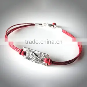 2015 Top Quality Alloy Cross Charm Double Bracelet Wrap Waxed Cotton Cord Bracelet thumbnail-5