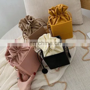 Ins Hot Sale Leather, Faux Leather Box Lady Bag 2020 Drawstring Shoulder Bag Purse Fashion Crossbody Handbag For Women/ thumbnail-5