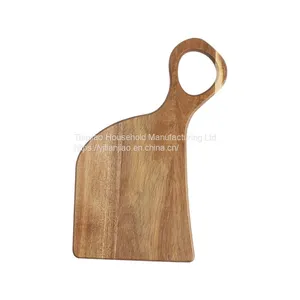 Natural Acacia Wood Irregular Steak Bread Board Dessert Tray With Hanging Ring Cutting Chopping Board Placement Plate Art thumbnail-2