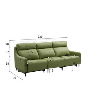 Italian Minimalist Leather Smart Sofa Living Room Straight Row Three-Seat First-Class Fashion Space Capsule Electric Function Sofa thumbnail-5