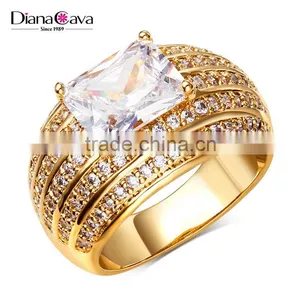 China Factory Price Pave Setting CZ Luxury Marriage Gift 18K Gold Ring Jewelry Plated thumbnail-1