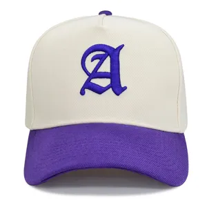 Two Tone Color Baseball Caps Curved Brim Letter Embroidery Breathable Twill Fabric Casual Daily Street Outdoor Sun Hats For Adults thumbnail-5