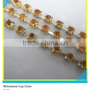 4 Rows Silver Based Glass Material Crystal Rhinestone Cup Chain For Dress thumbnail-2
