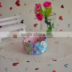 Wholesale Custom Sky Blue Leather Bracelets With Flowers thumbnail-2