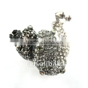 Black Snail Metal Ring Crystal thumbnail-1