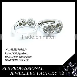 2015 Fashion Double Love Fish Kiss Christmas Sterling 925 Silver Rhodium Plated Huggie Earrings for Women thumbnail-2