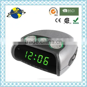 Hot Item Green LED Dual Alarms Light Rim Clock Radio thumbnail-1