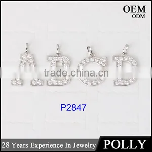 Fashion 925 Sterling Silver 26pcs Letter Alphabet Initial Bling Bling Pendants thumbnail-3