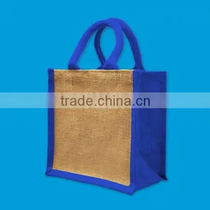 2016 Natural/Bright Blue Jute Gift Bags thumbnail-1