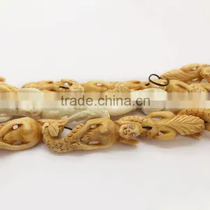 OB041 Excellent Detail Carved Mermaid Bone Pendant thumbnail-3