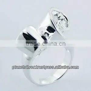 Two Twirls 925 Sterling Silver Designer Ring Silver Plated Shine thumbnail-1