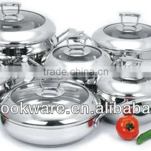 2014 New Products 12pcs High German Quality 304 Stainless Steel Cookware Set Apple Shape Wtih Casting Handle For Wholesale thumbnail-1