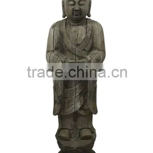 Chinese Antique Wooden Standing Buddha Statue thumbnail-1