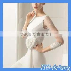 HOGIFT Slim Fishtail Lace Wedding Dress,Sexy Mermaid Wedding Dress 2016,High-grade Elegant Lace Halter Custom Wedding thumbnail-3
