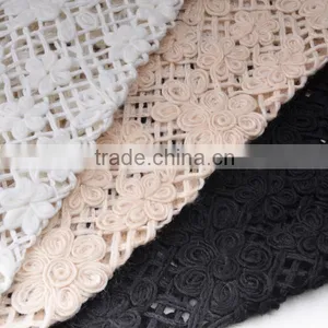 New Item Wool Flower Pattern Organza Lace Embroidery Fabric for Clothes thumbnail-4