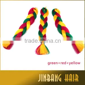 Colorful Synthetic Crochet Braiding Hair Extension Synthetic Ombre Marley Hair Braid Rainbow Jumbo Braid Hair thumbnail-4