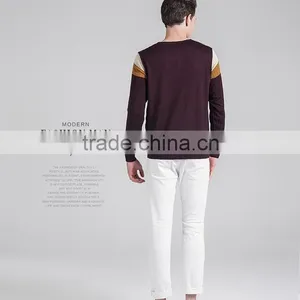 Mens Slim Contrast Color Breathable Pullover Sweater thumbnail-3