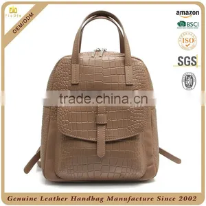 Guangzhou OEM Factory Women Duffel Bag Leather Travel Bag Lady Backpack Durable Fashion Practical Backpack of Real Leather thumbnail-4