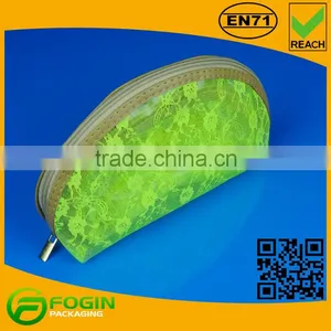 Green Color Custom Order Cosmetic Bag With Inner Mesh thumbnail-5