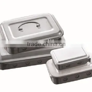 MK03-716 Hospital Surgical Medical Stainless Steel Medical Hollow Ware Instruments Sterilization Tray Side With Hole thumbnail-1