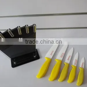 5pcs Ceramic Kithcen Knife Set, Ceramic Blade With ABS Soft Touch Handle in Acrylic Stand thumbnail-1
