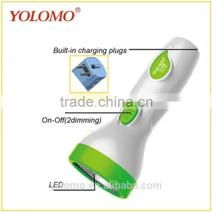 White Rechargeble 1 LED Torch Light Rechargeable Portable Lamp Torch thumbnail-2