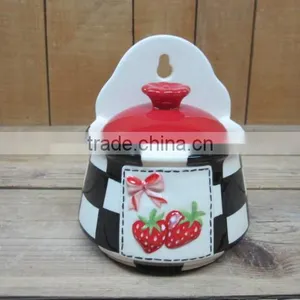 New Strawberry Emboss Ceramic Hang Pot for Salt thumbnail-1