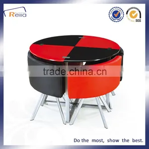 Hot Sale Cheap Used Dining Table Glass Top Metal Legs Dining Set 1 Table 4 Chair thumbnail-2