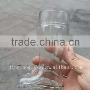Boot Shape Clear Glass Bottle thumbnail-1