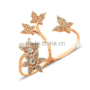 Rose Gold P. 925K Sterling Silver Knuckle Double Butterfly Ring thumbnail-1