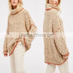 Winter Autumn Pullover Coat Woman High Neck Fashion Heavy Woolen Knit Sweater thumbnail-1