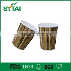 Compostable and Biodegradable Golden Paper Hot Cup Embossing Rose Design thumbnail-2