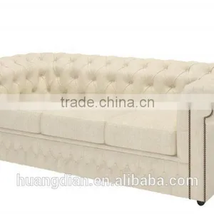 Foshan Custom Made Furniture Color Optional 3 Seater Wooden Handcrafted Backrest Chesterfield Sofa thumbnail-1