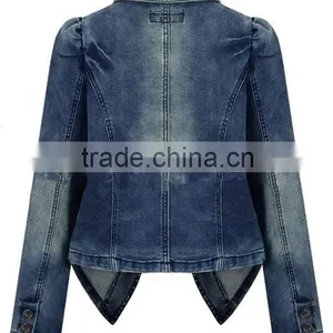 New Fashion Vintage Women`s Long Sleeve Denim Jeans Blazers Ladies Trend Suit Jacket thumbnail-2