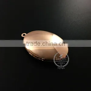 27*22MM Rose Gold Plated Brass Oval Photo Locket Vintage Style Fold Photo Locket Pendant Charm1120012 thumbnail-1